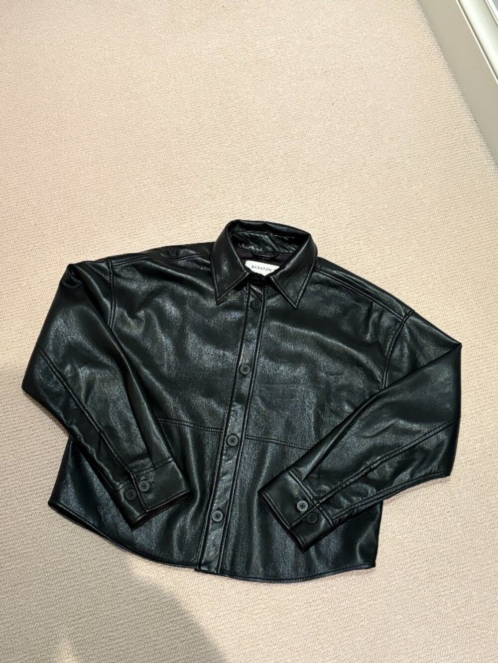 Babaton Leather Button Up Shirt Jacket